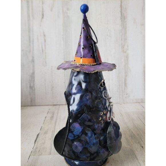 Halloween black cat tealight candle holder Witch hat unique - Picture 5 of 10